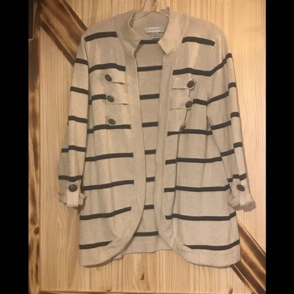 Christopher & Banks Cardigan Cream Blue L - Picture 1 of 9